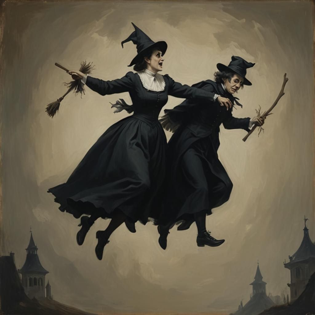 Couple of witches flying