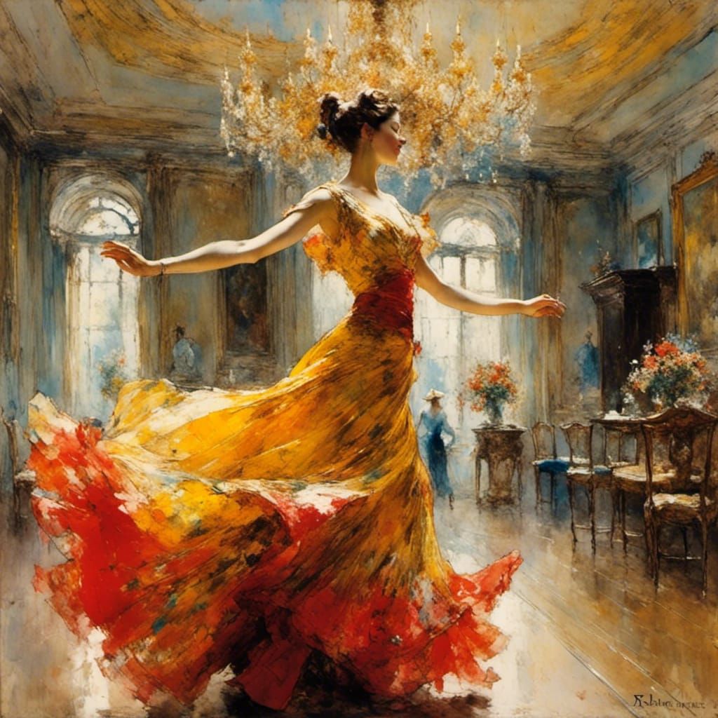 Impressionistic Painting of a Dancer in Light