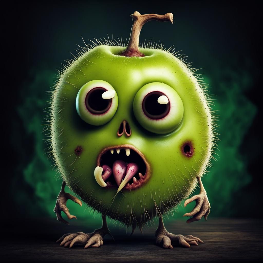 Eccentric Zombie Kiwi Character: Sinister Gothic Horror