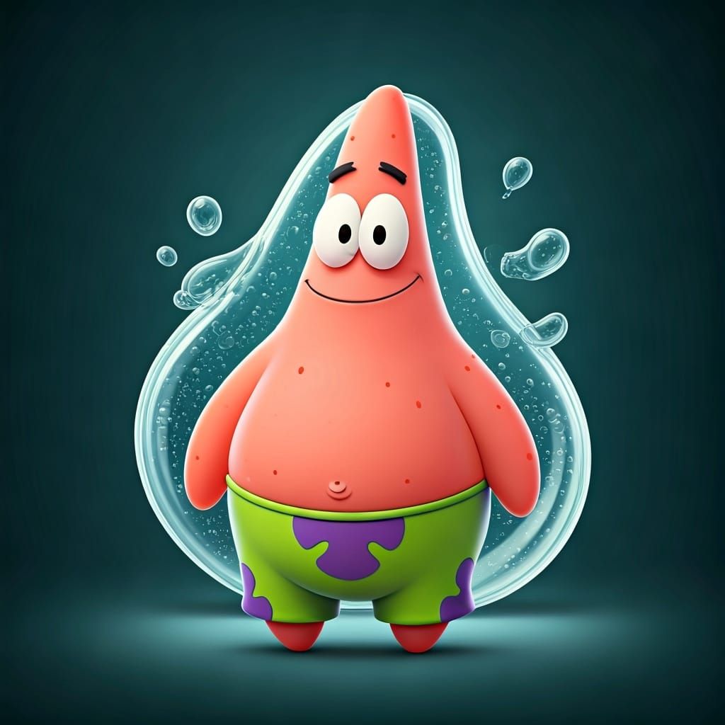 Patrick Star and Delicate Glass Statue