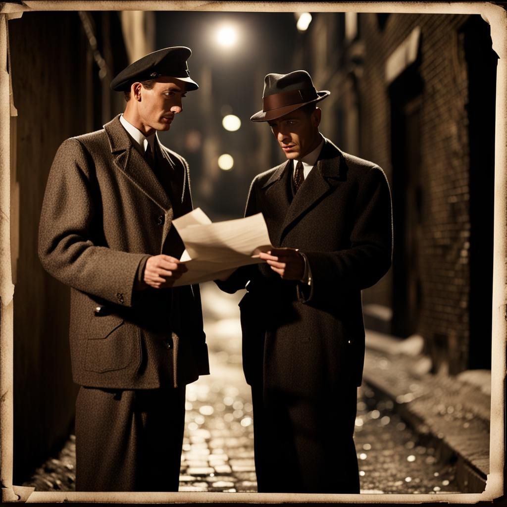 1940s Spies Exchange Secrets in Dark Alley