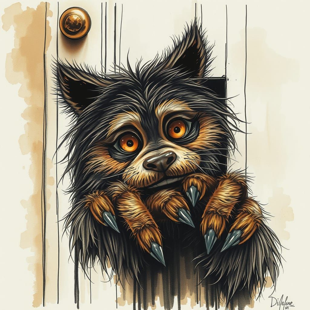 Friendly Giant Comforts Friend: Egon Schiele Sketch