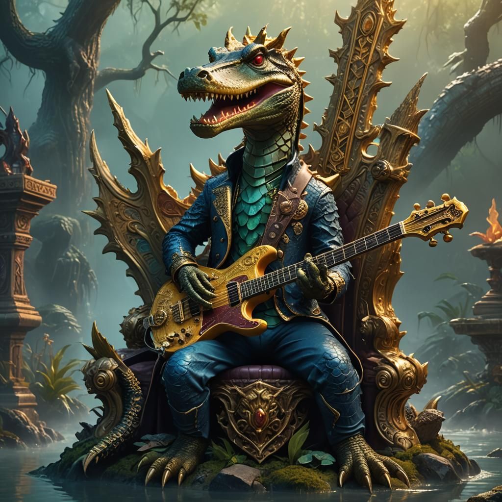Alligator Guitarist King on Misty Throne