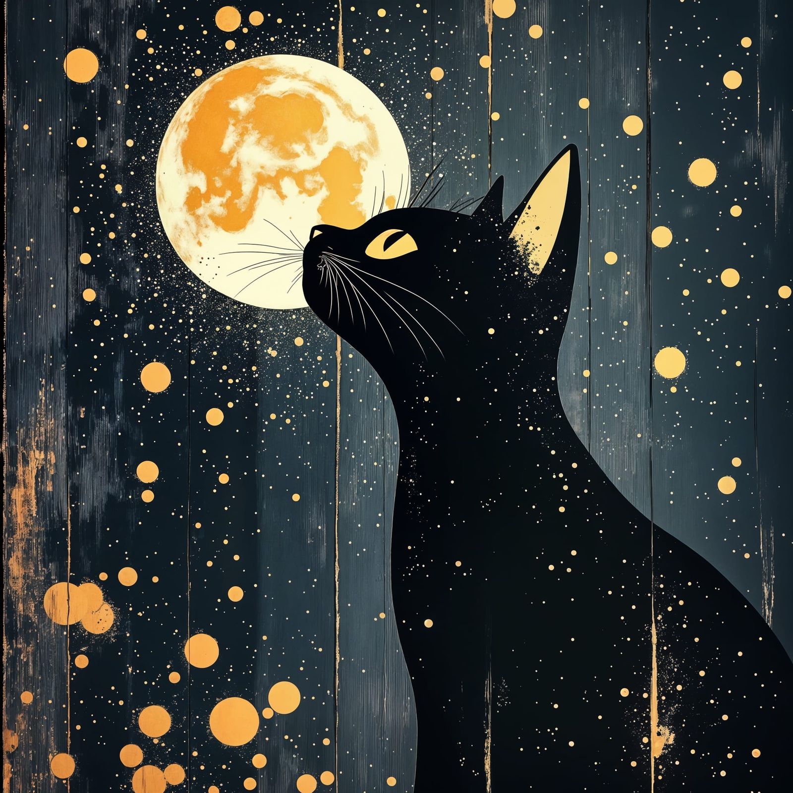 Black Cat Under Divine Moonlight