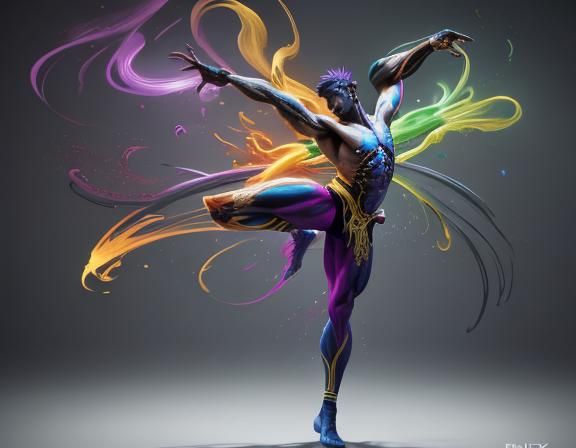 Dynamic Male Dancer Concept Art in Motion