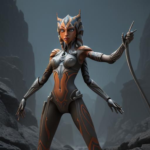 Ahsoka Tano with Metal Tentacles, 3D Render