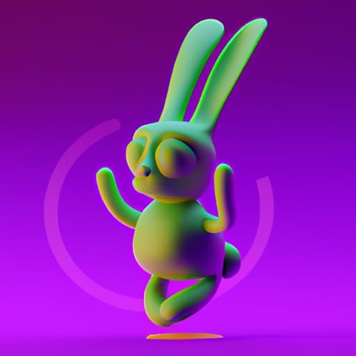 Colorful Dancing Bunny in 3D Digital Art Style