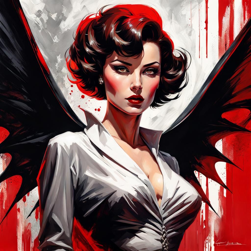 Gothic Vampire Portrait of Spanish Lady in 1950s Style