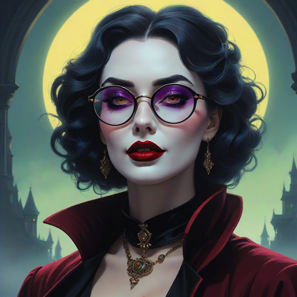 Gothic Vampire Goddess in Oversized Glasses