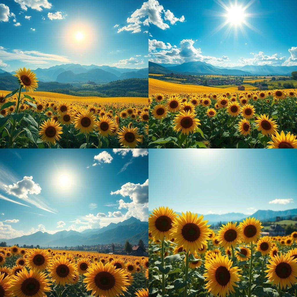 Sunflower Field on a Bright Summer Day