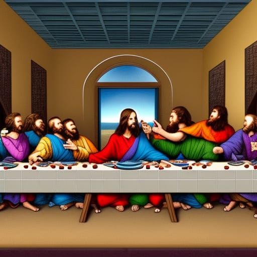 The Last Supper: Angel and Hymnal in Comic Style