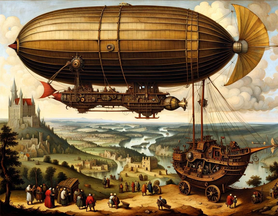 Steampunk Airship Inspired by Old Masters