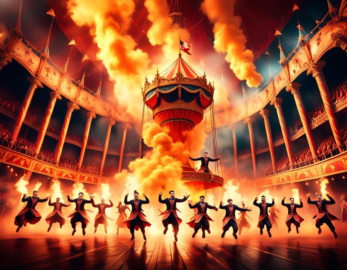 Acrobats Leap Through Flames: Digital Matte Painting