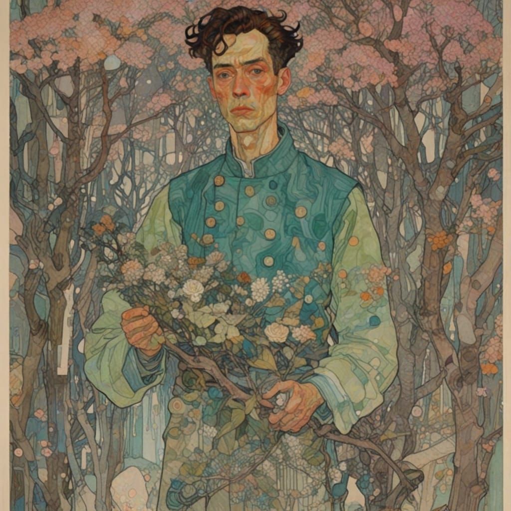 Saint Collecting Florescent Blossom in Neon Pastels