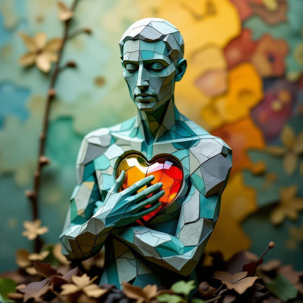 Stone Man with Cold Heart in 3D Render Style