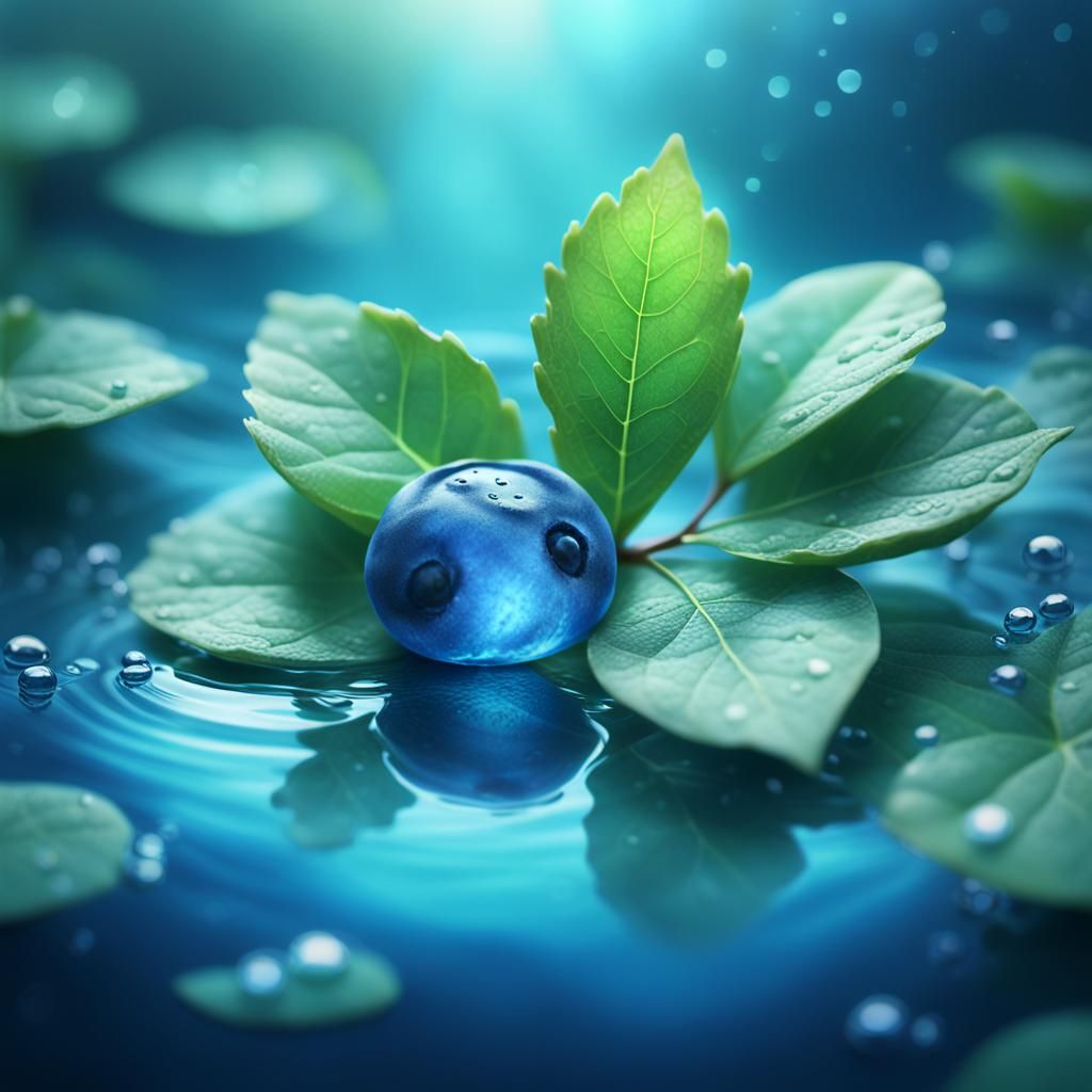 Blueberry Floatation: Surreal Art Nouveau Concept Art