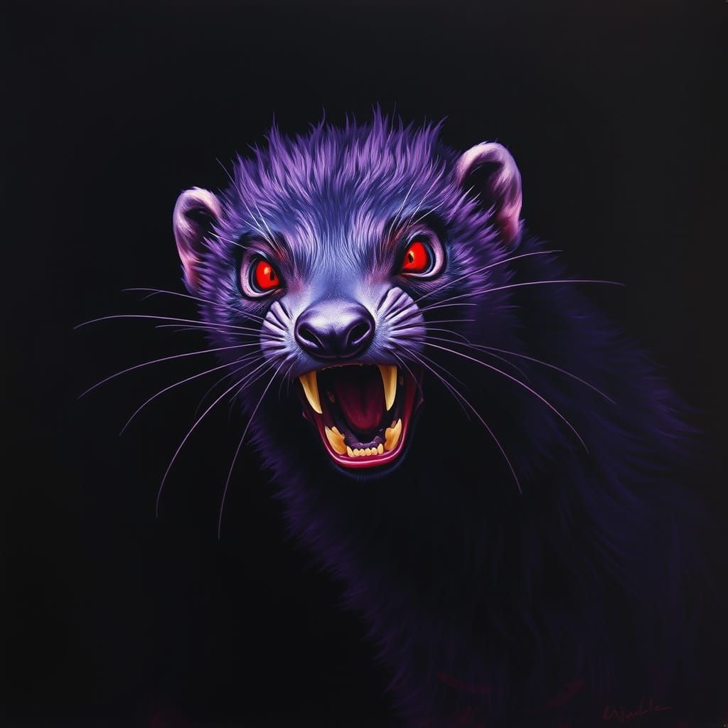 Glowing Red Eyes in Dark Velvety Night