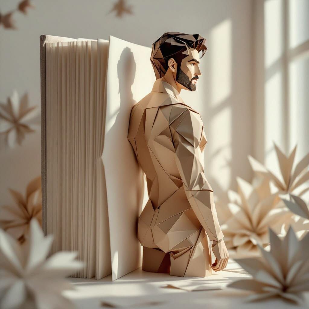 Origami Man in 3D Pop-Up Book