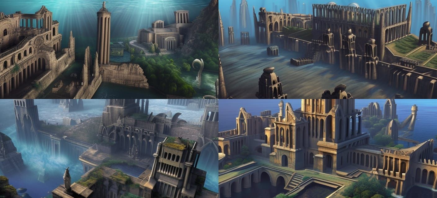 Underwater Atlantis in Gothic Unreal Engine Rendering