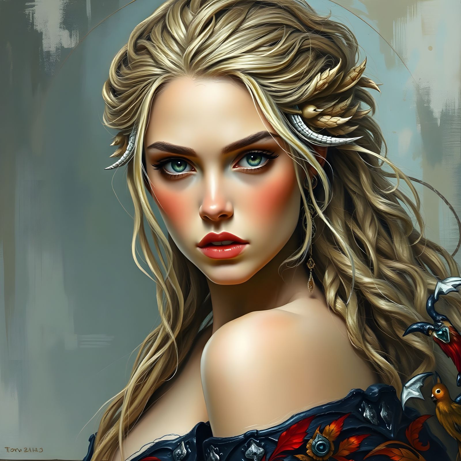 Norse Goddess in Realistic Oil Painting Masterpiece