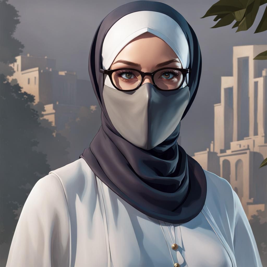 Hijab Portrait in Hyperdetailed Digital Art Style