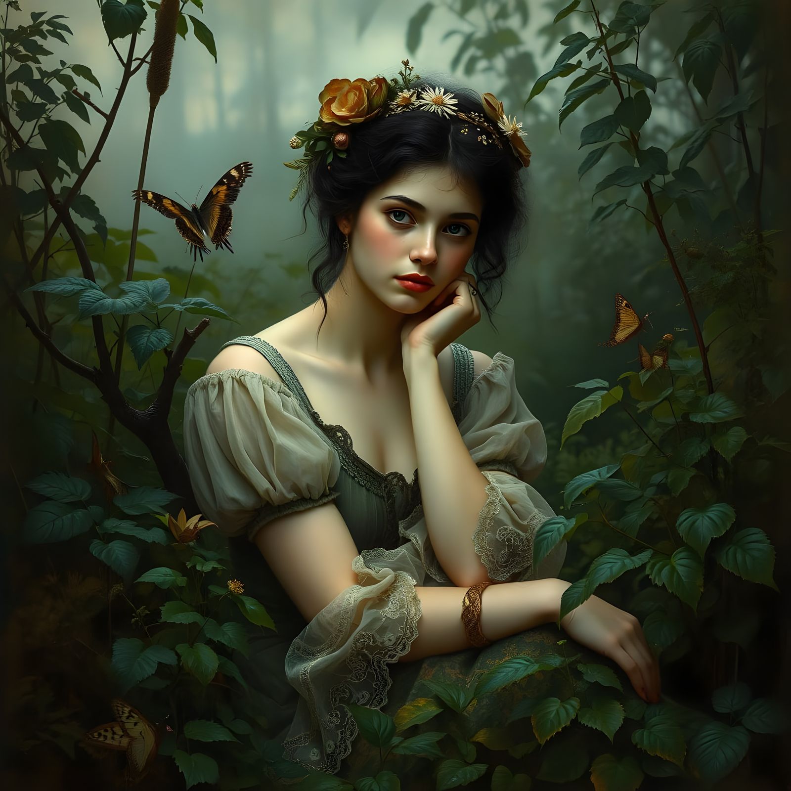 Lady Ophelia in Romanticism Style