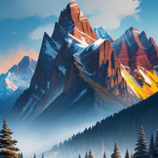 Hyperrealistic Rocky Mountains Splash Art