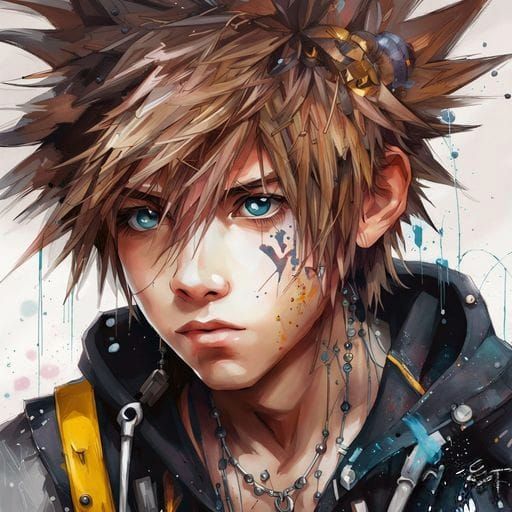 Detailed Manga Portrait of Sora from Kingdom Hearts