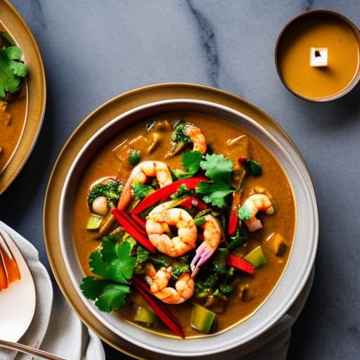 Thai Shrimp Curry Food Photography in Studio Lighting