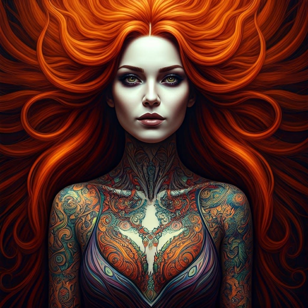 Mystical Gothic Woman with Phoenix Qualities