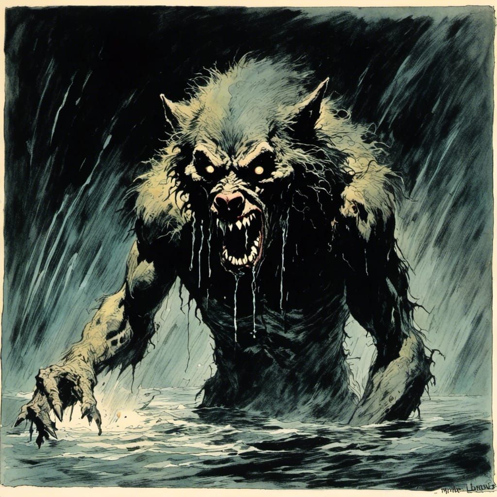 Sympathetic Werewolf Begs for Rescue in Comic Style