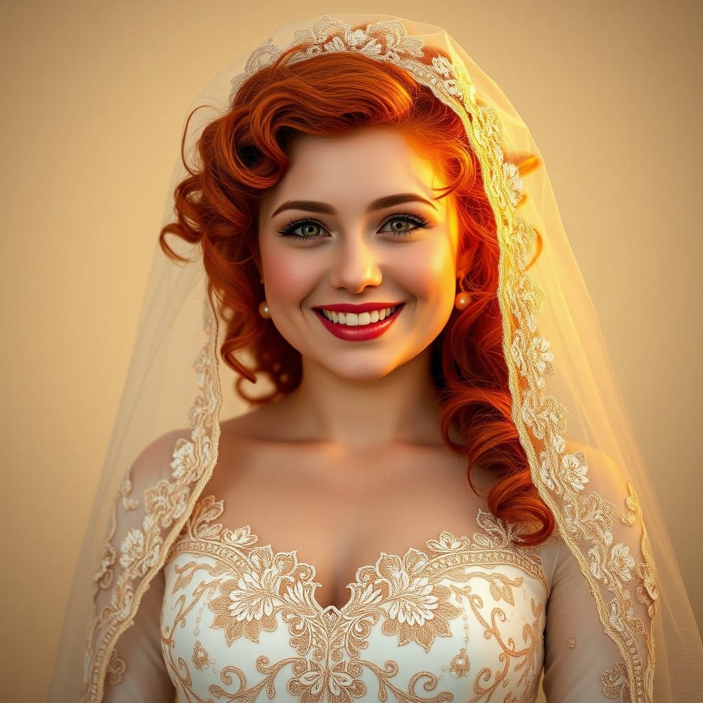 Joyful Irish Bride in Elegant Art Nouveau Style