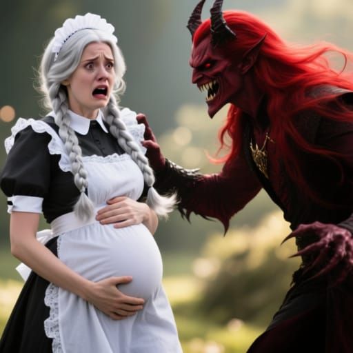 Terrified Pregnant Maid Confrontation: Live-Action Photograp...