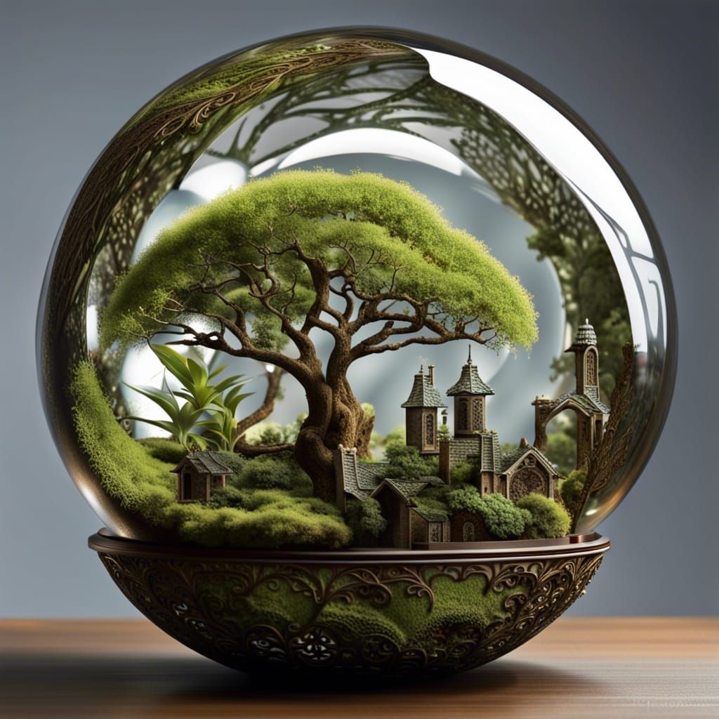 Ethereal Glass Terrarium in Intricate Filigree Composition