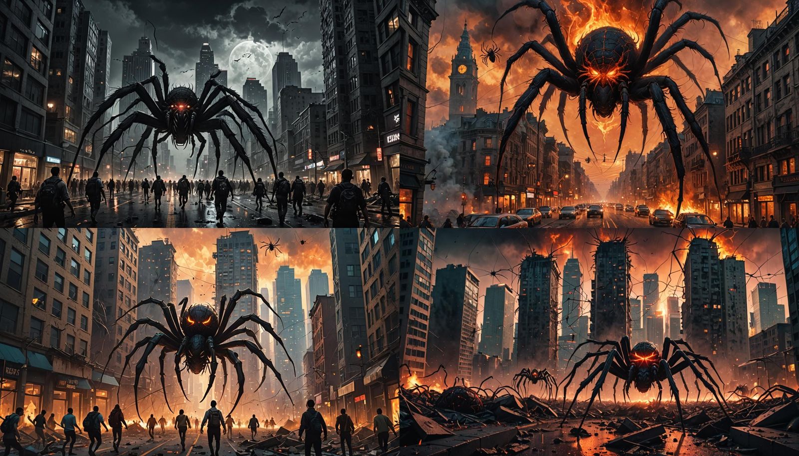 Giant Spiders Attack a City