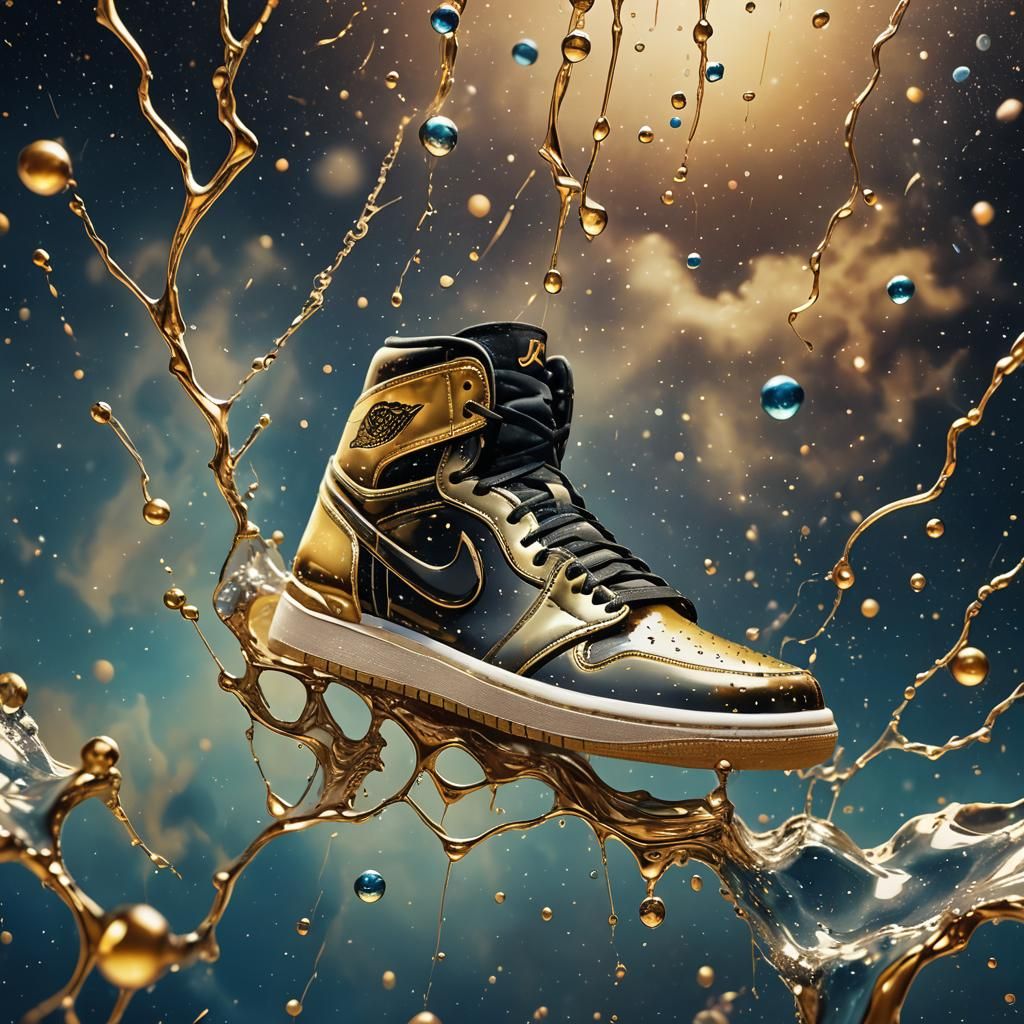 Air Jordan 1 Dripping Water in Space: Surreal Art