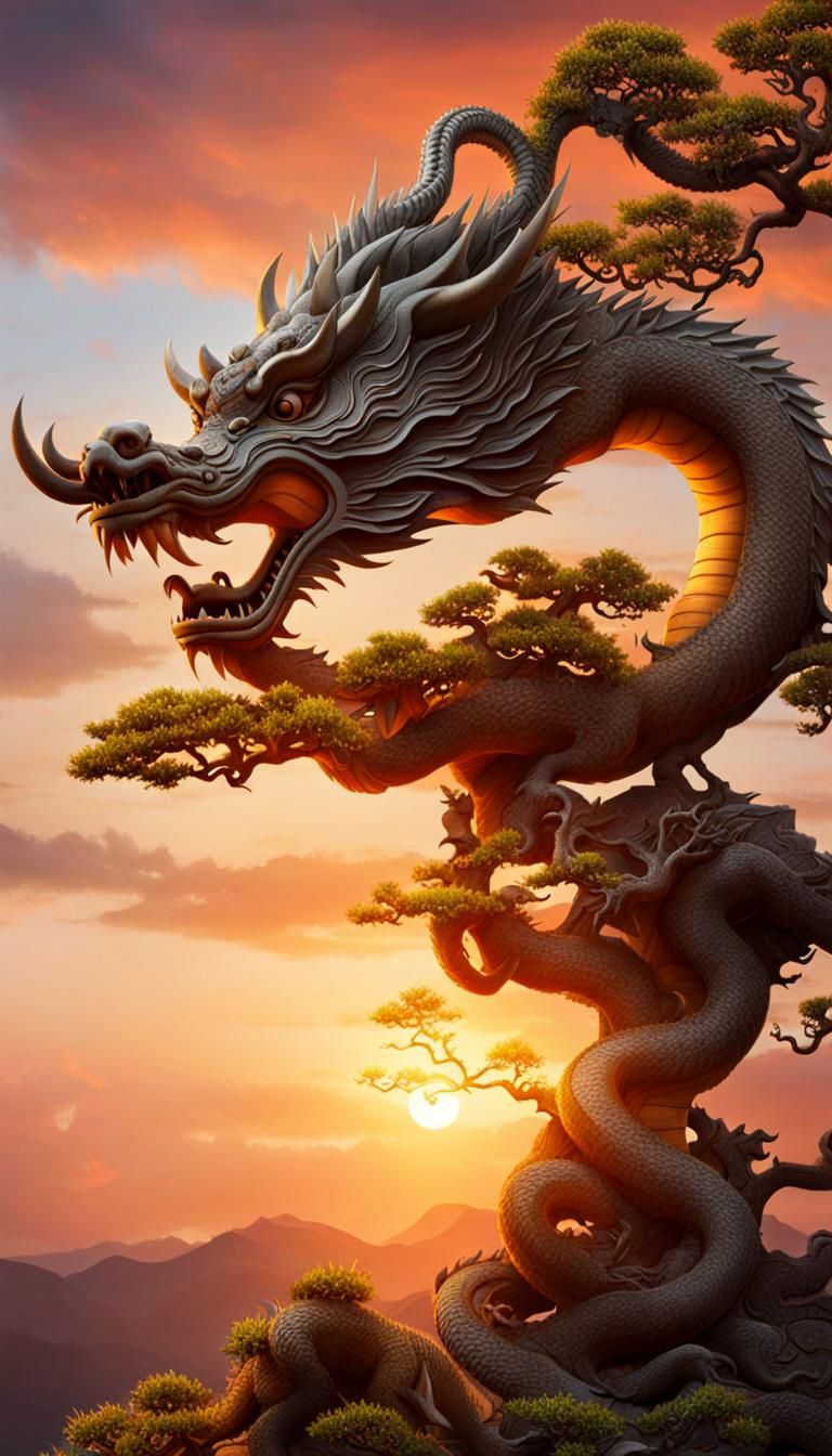 Panda Kung Fu Master at Sunset