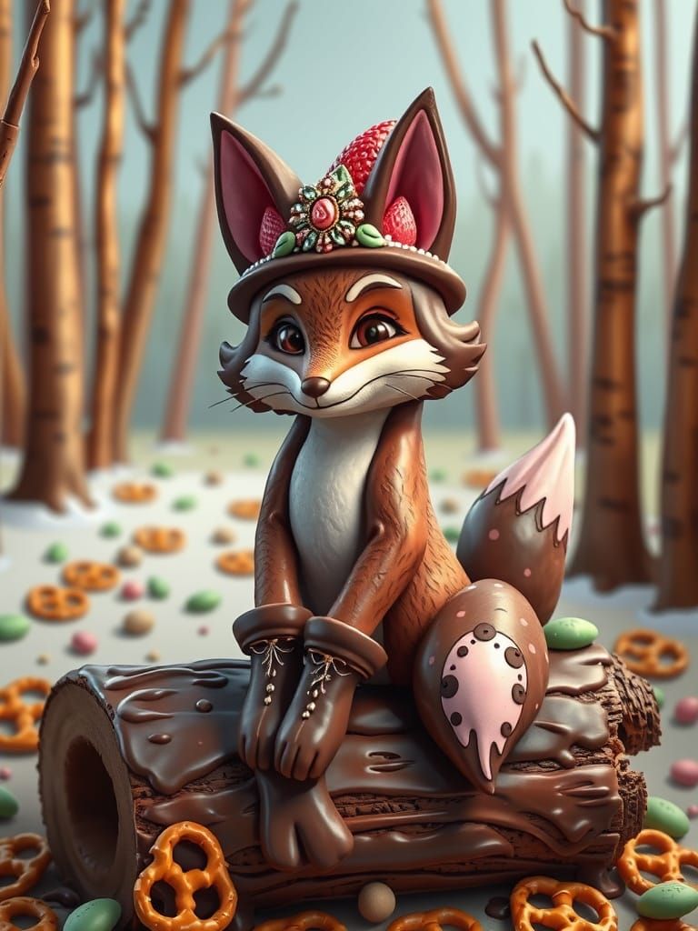 Chocolate Strawberry Ice Cream Fox in Seuss Style