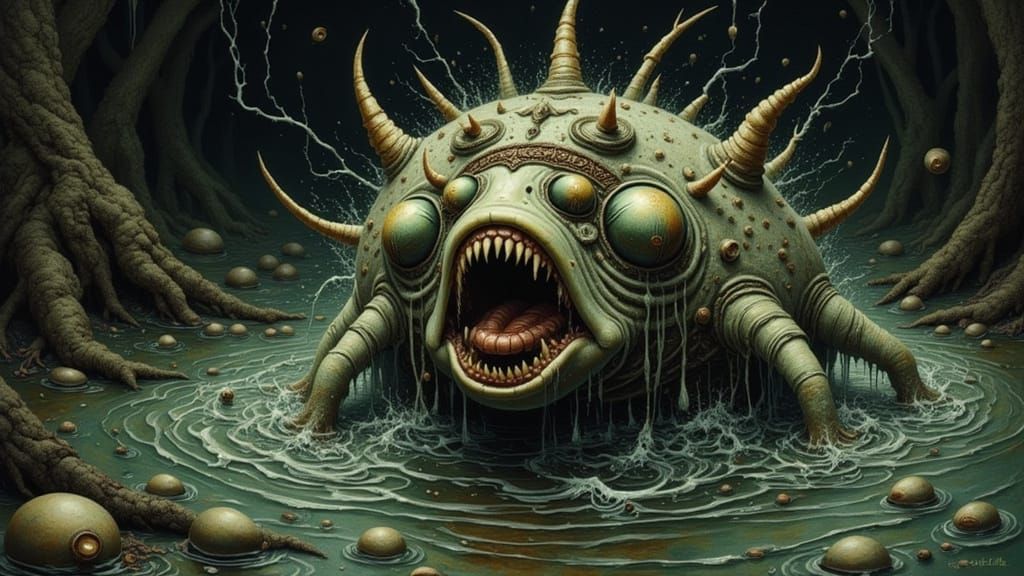 Gruesome Kappa Lurking in Murky Water