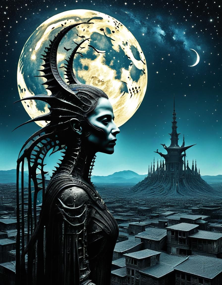 Macabre Starry Night: A Surreal Horror Collage