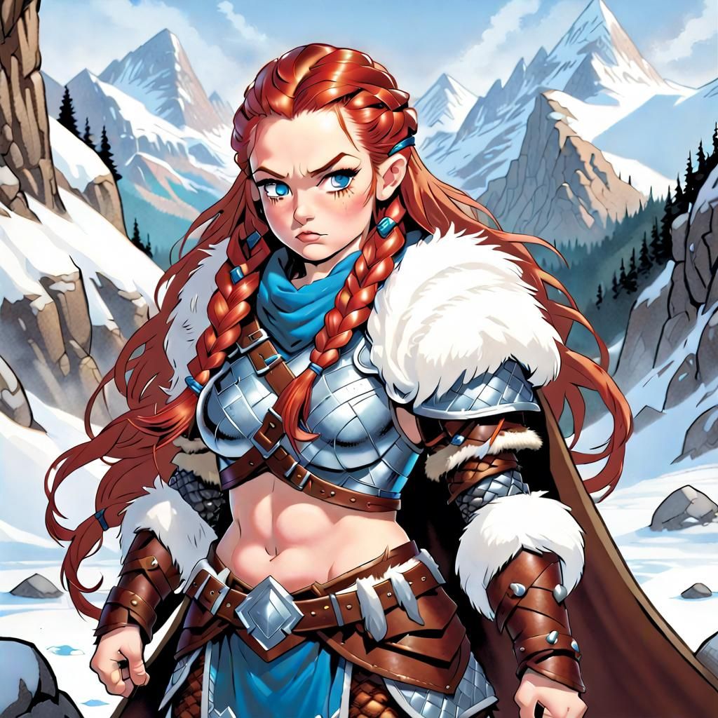 Female Dwarf Barbarian in Comic Book Art Style