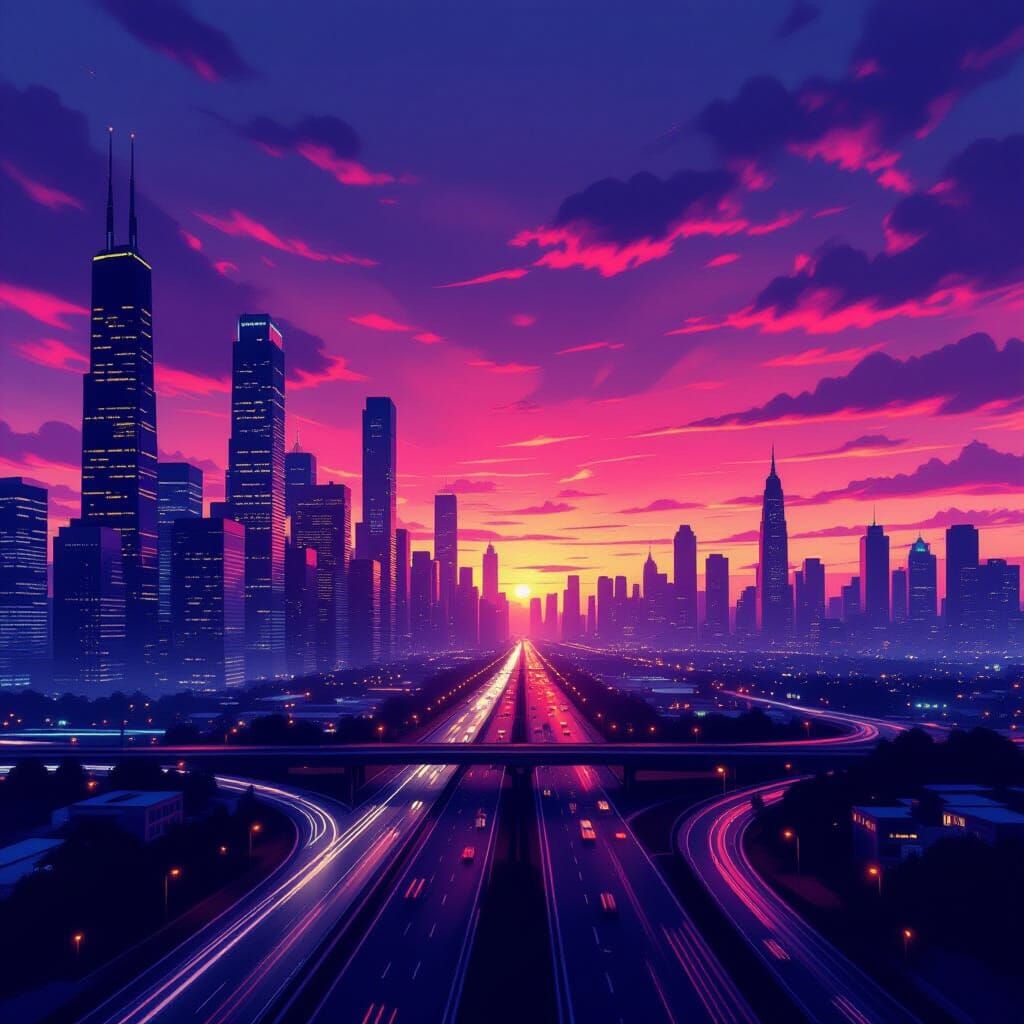 Vast Cityscape at Dusk Digital Art