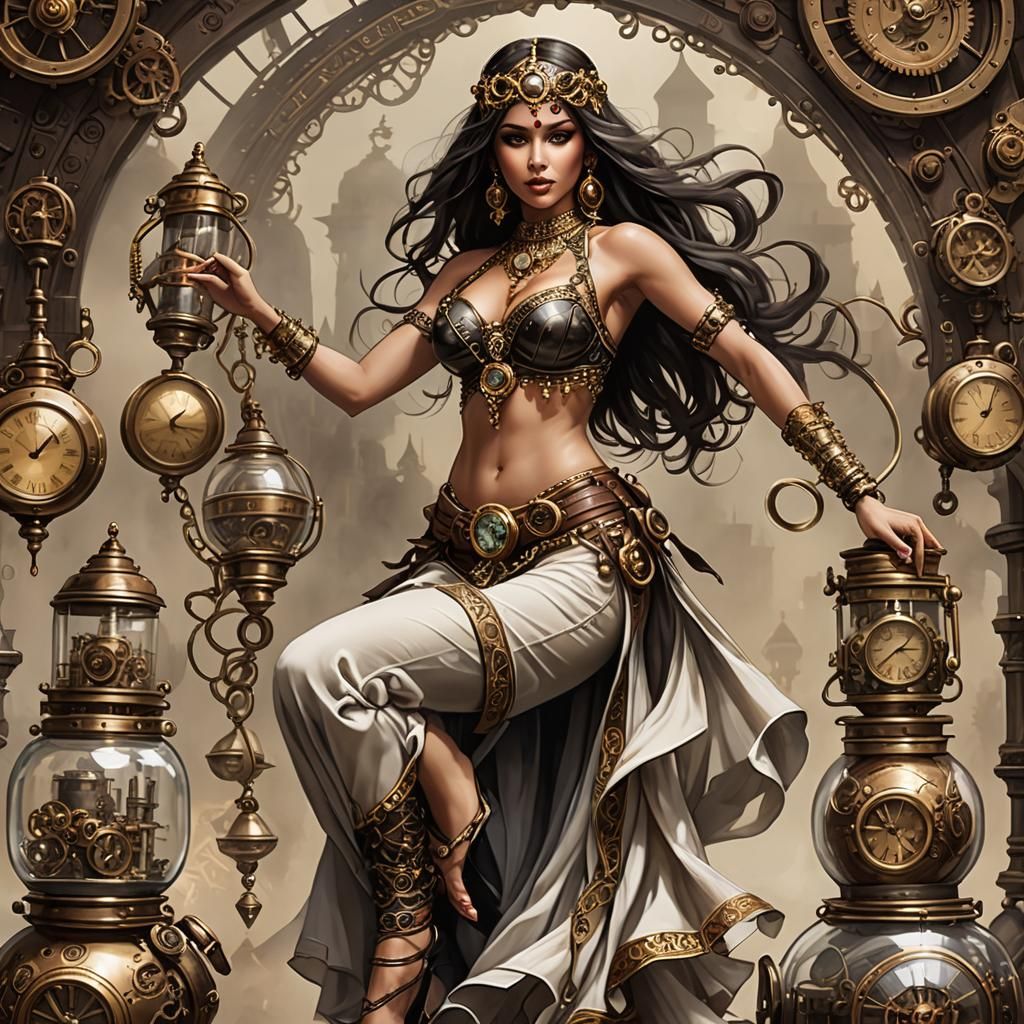 Steampunk Belly Dancer Encased in Glass