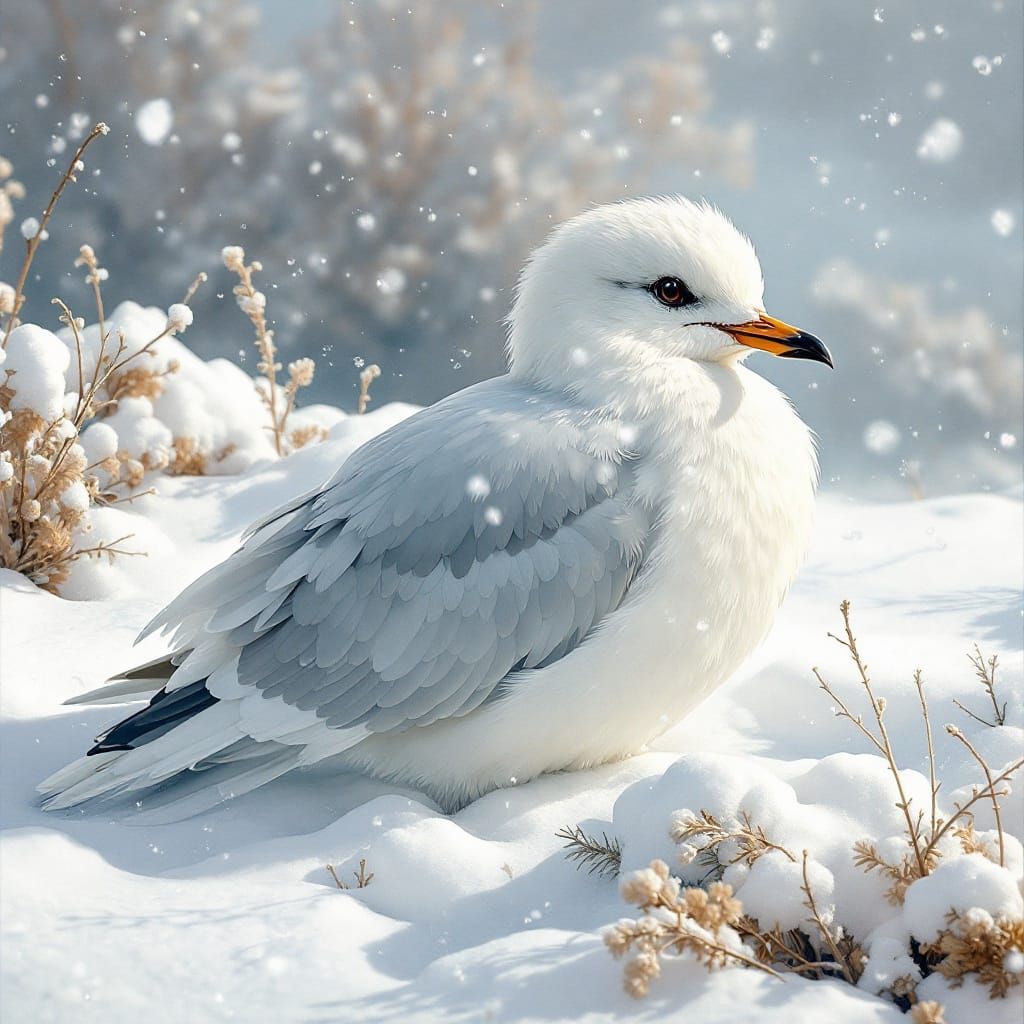 Colorful Kingfisher in Winter Landscape, Audubon Style
