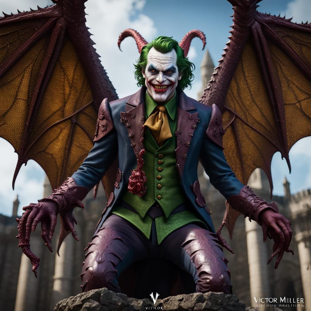 Demonic Joker Dragon Hybrid in Medieval Style