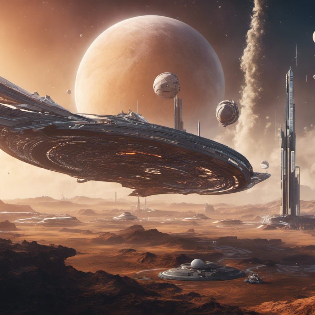 Futuristic Spacecraft Launch from Spaceport