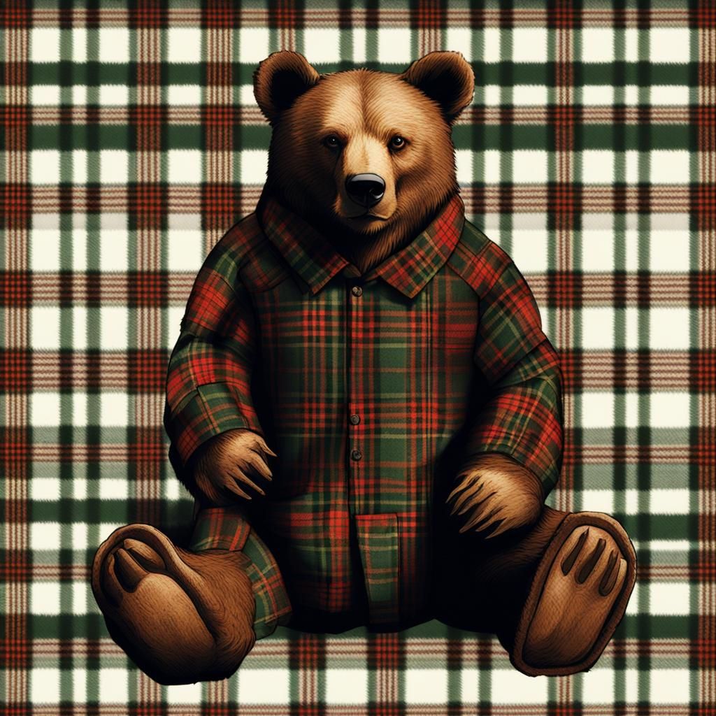 Bear with Tartan Fur: A Unique Animal Design