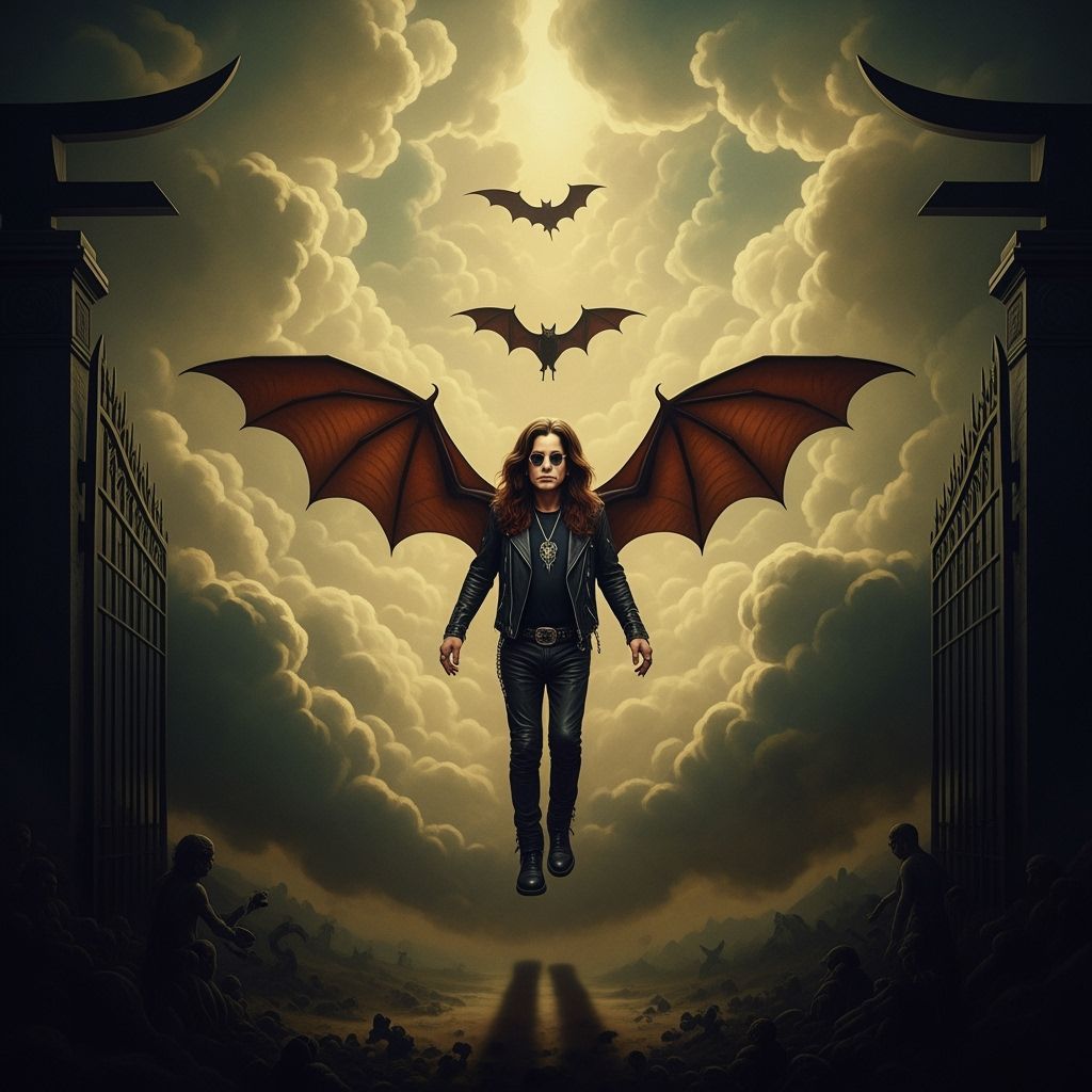 Ozzy Osbourne Ascends: A Gothic-Style Celestial Painting