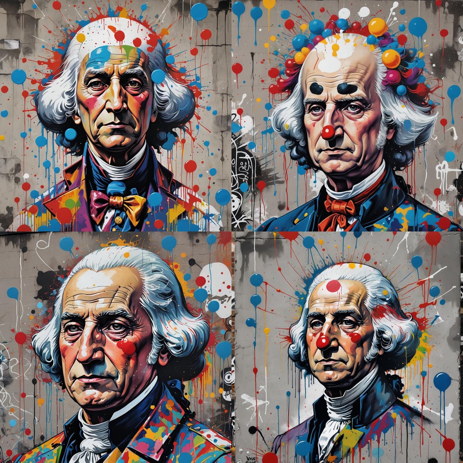 George Washington as Street Art Clown