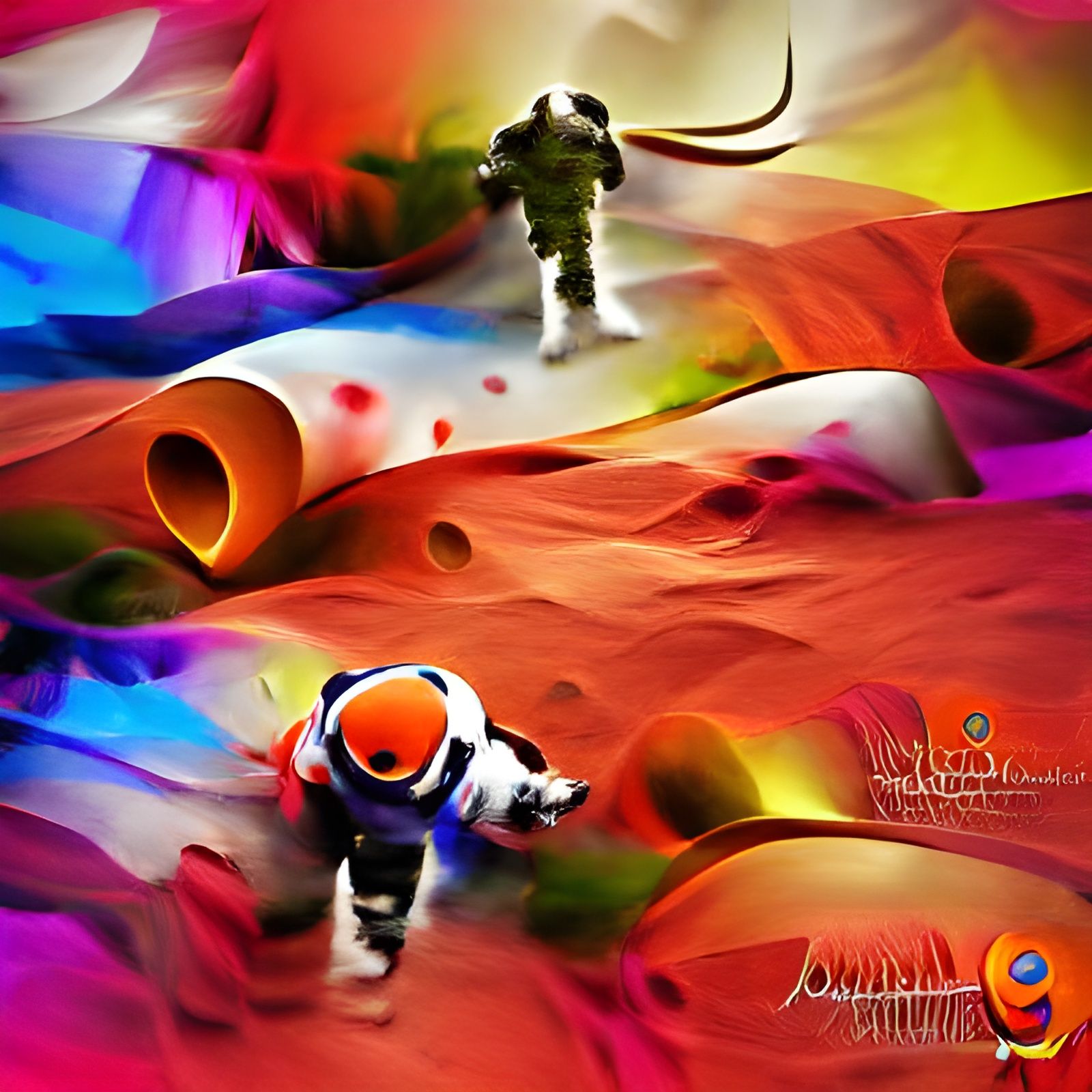 Astronaut on Mars: Colourful Abstract Art